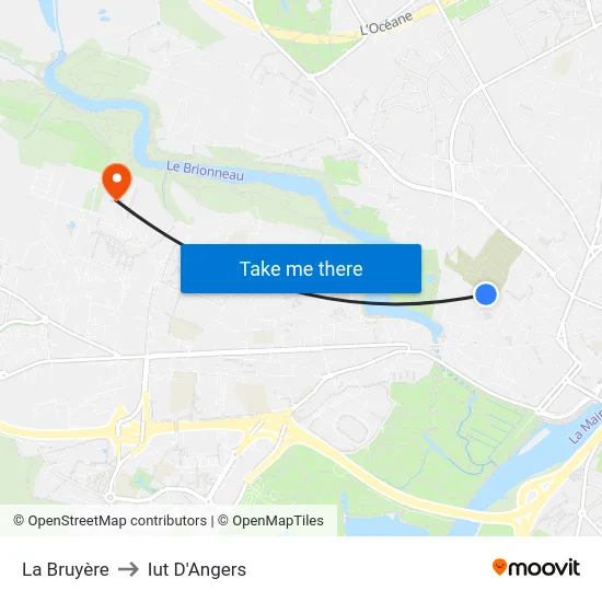 La Bruyère to Iut D'Angers map