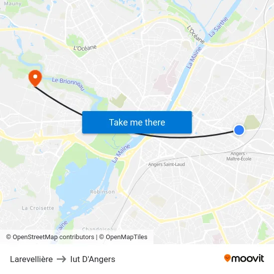 Larevellière to Iut D'Angers map