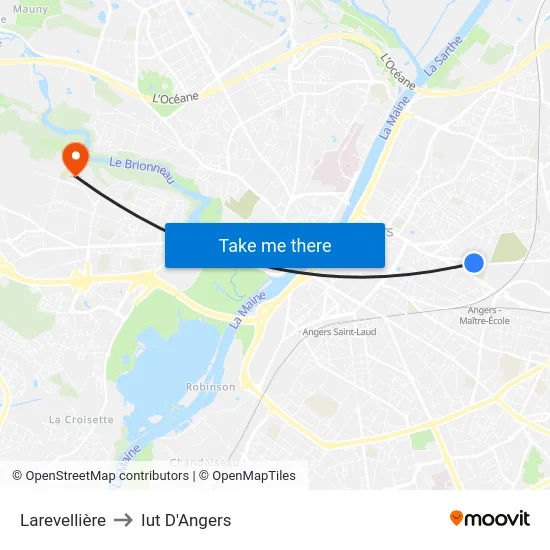Larevellière to Iut D'Angers map