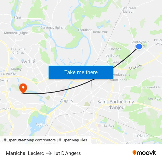 Maréchal Leclerc to Iut D'Angers map