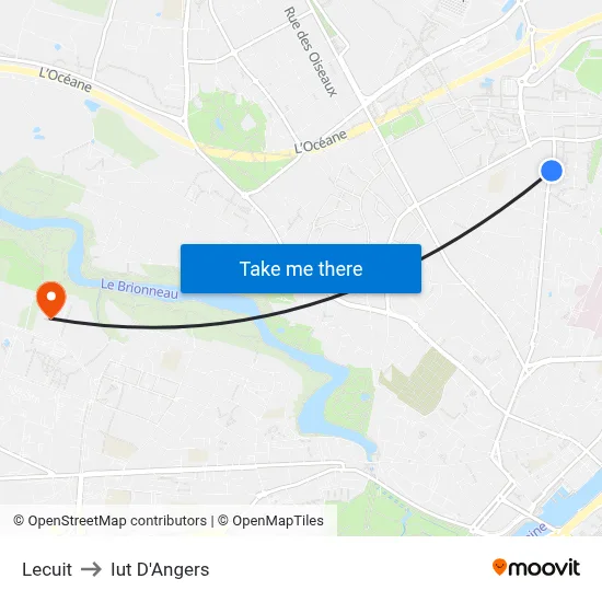 Lecuit to Iut D'Angers map