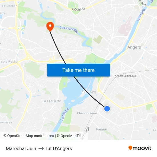 Maréchal Juin to Iut D'Angers map