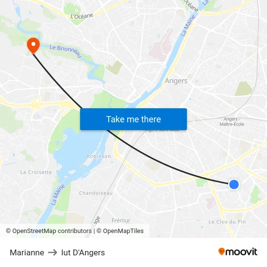 Marianne to Iut D'Angers map