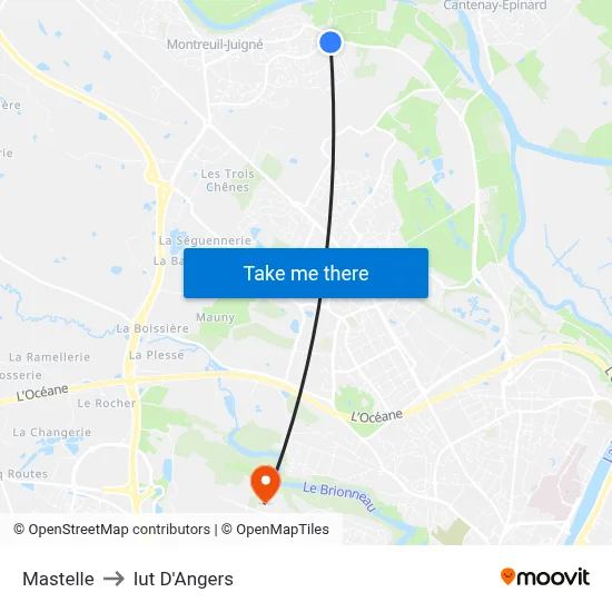 Mastelle to Iut D'Angers map