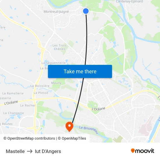 Mastelle to Iut D'Angers map