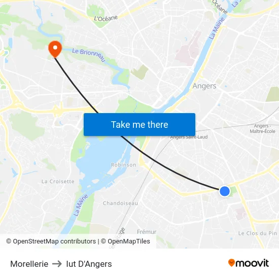 Morellerie to Iut D'Angers map