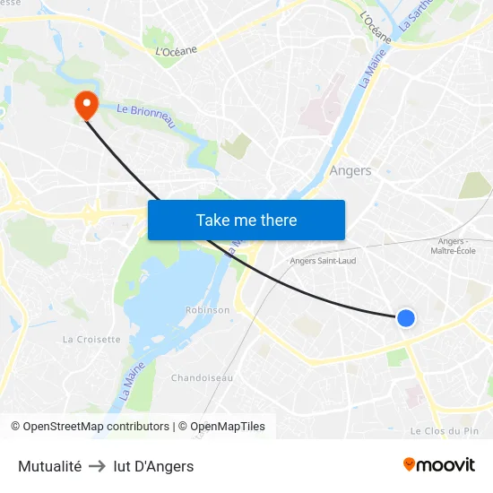 Mutualité to Iut D'Angers map