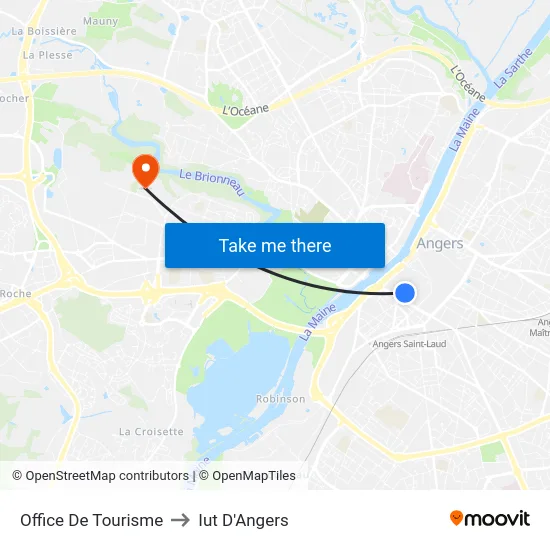 Office De Tourisme to Iut D'Angers map