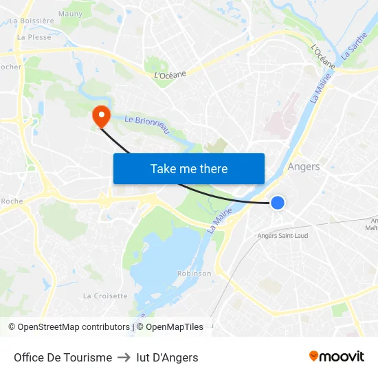 Office De Tourisme to Iut D'Angers map