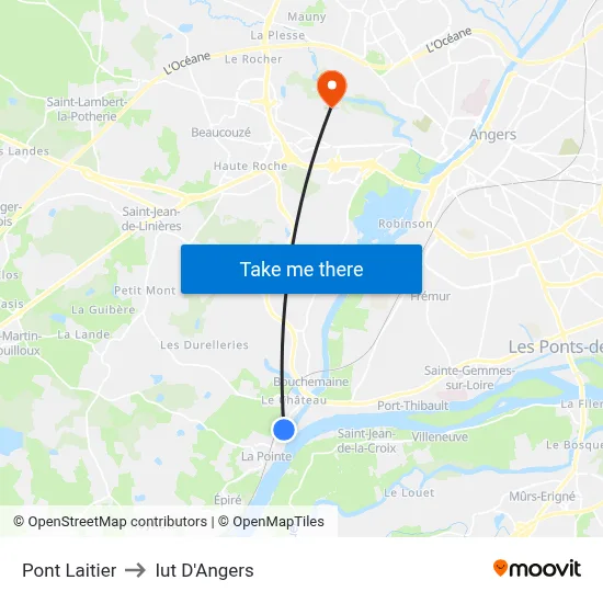 Pont Laitier to Iut D'Angers map