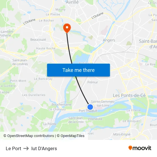 Le Port to Iut D'Angers map