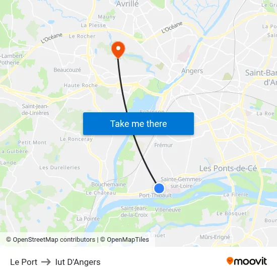 Le Port to Iut D'Angers map