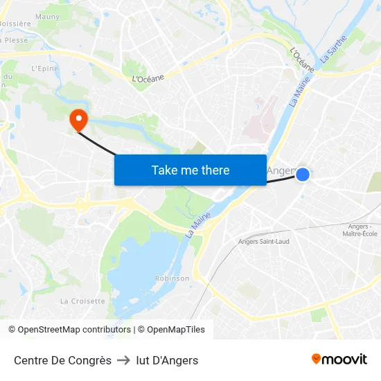 Centre De Congrès to Iut D'Angers map