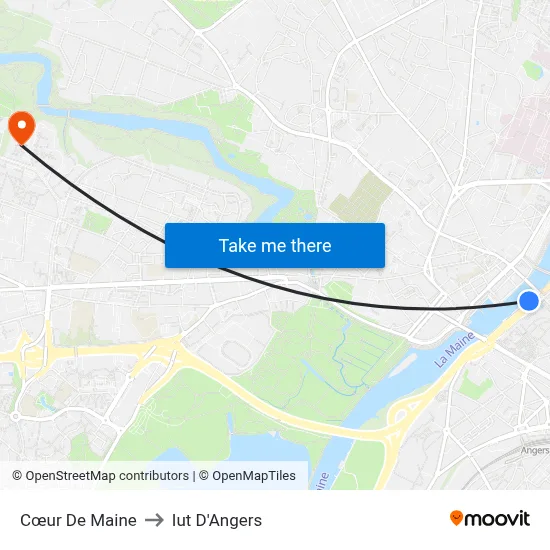 Cœur De Maine to Iut D'Angers map