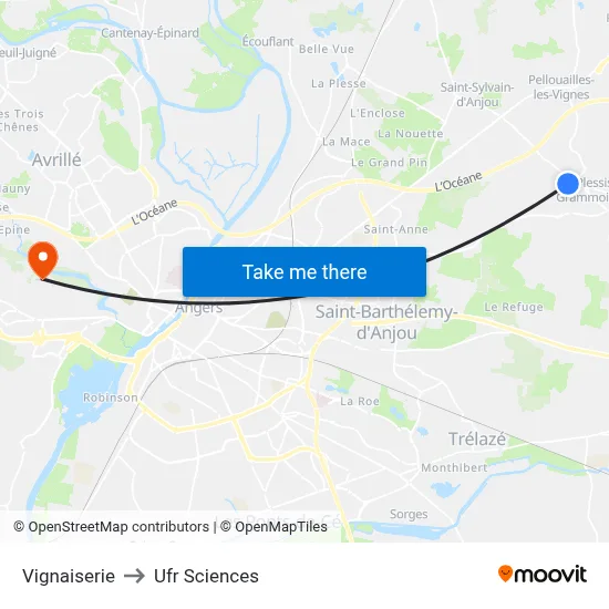 Vignaiserie to Ufr Sciences map