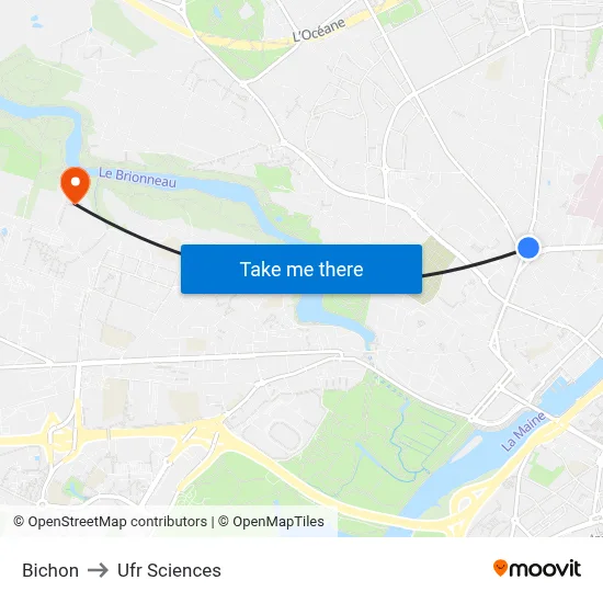 Bichon to Ufr Sciences map