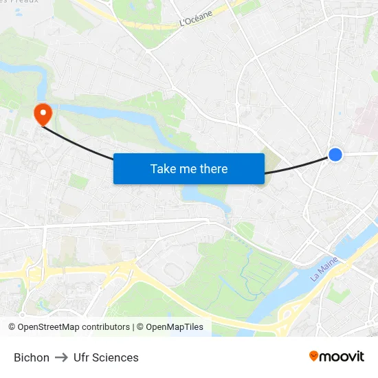 Bichon to Ufr Sciences map