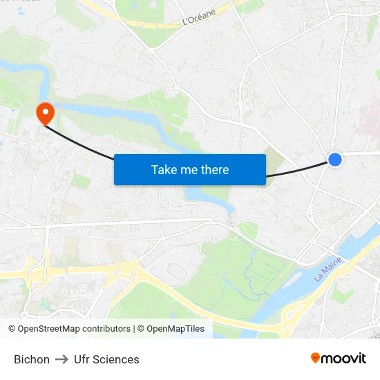 Bichon to Ufr Sciences map