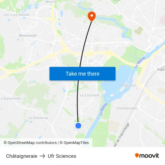 Châtaigneraie to Ufr Sciences map