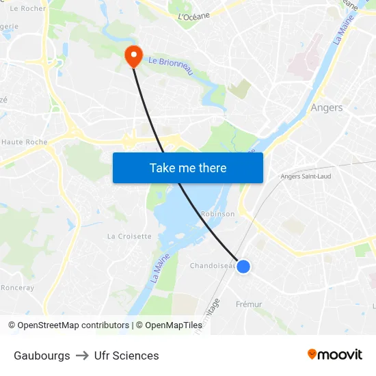 Gaubourgs to Ufr Sciences map