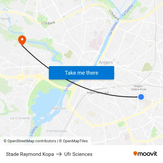 Stade Raymond Kopa to Ufr Sciences map