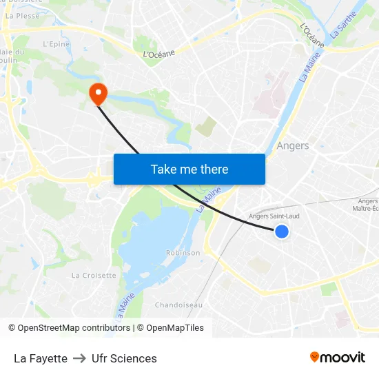 La Fayette to Ufr Sciences map