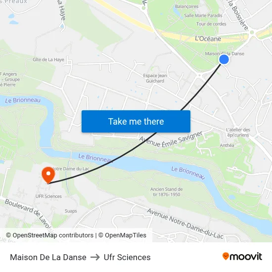 Maison De La Danse to Ufr Sciences map