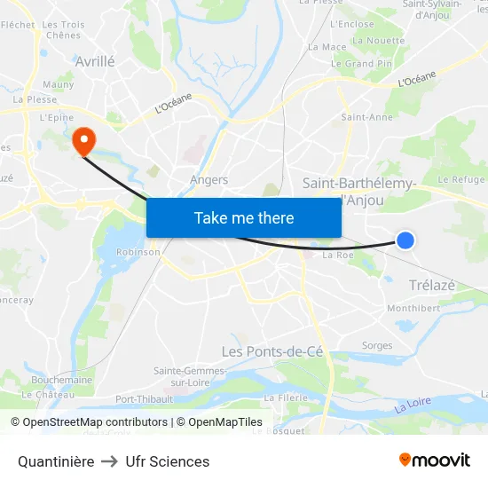 Quantinière to Ufr Sciences map