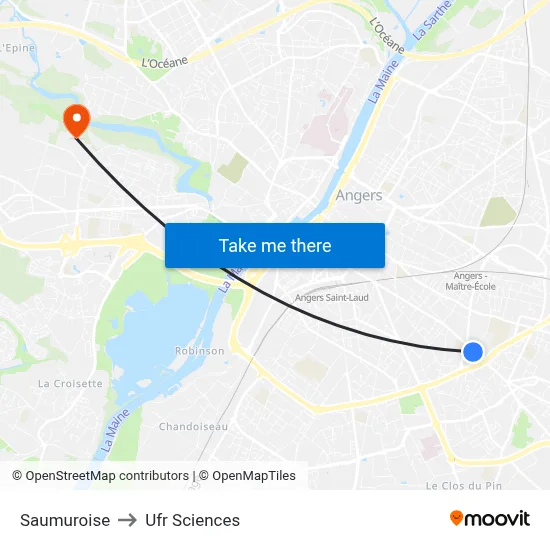 Saumuroise to Ufr Sciences map