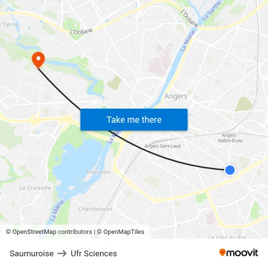 Saumuroise to Ufr Sciences map