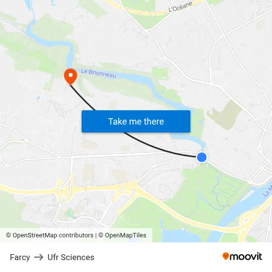 Farcy to Ufr Sciences map
