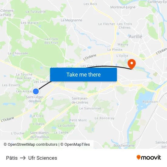 Pâtis to Ufr Sciences map