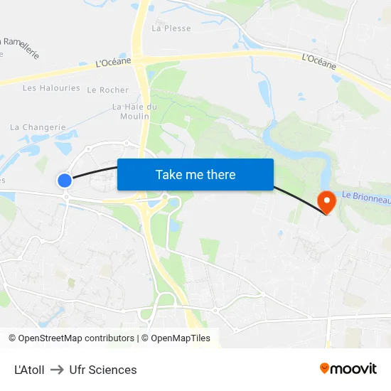 L'Atoll to Ufr Sciences map