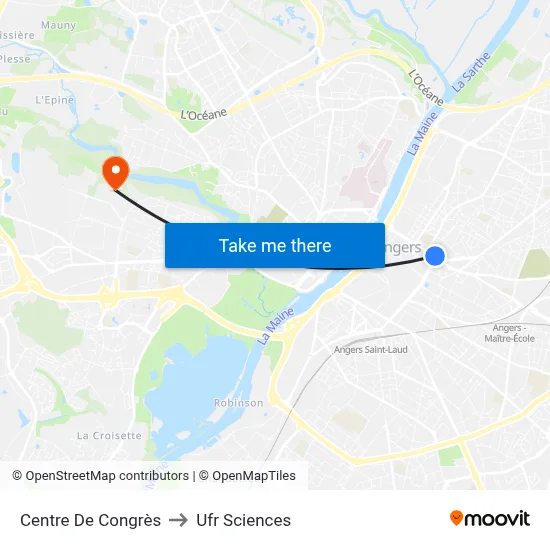Centre De Congrès to Ufr Sciences map