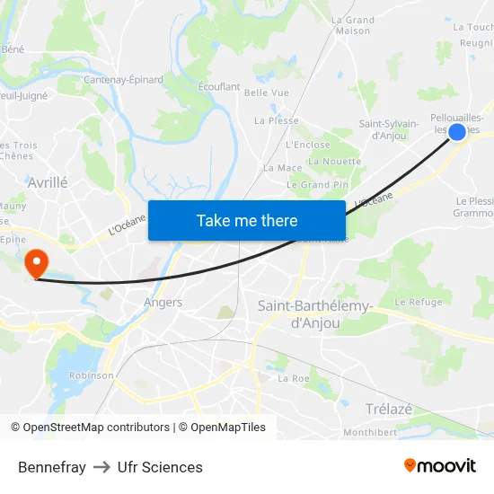 Bennefray to Ufr Sciences map