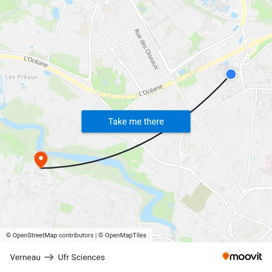 Verneau to Ufr Sciences map