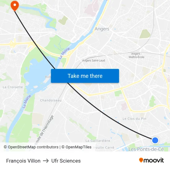 François Villon to Ufr Sciences map