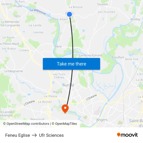Feneu Eglise to Ufr Sciences map