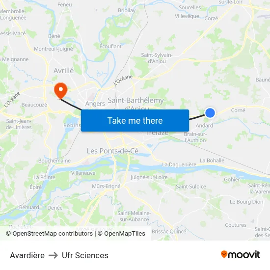 Avardière to Ufr Sciences map
