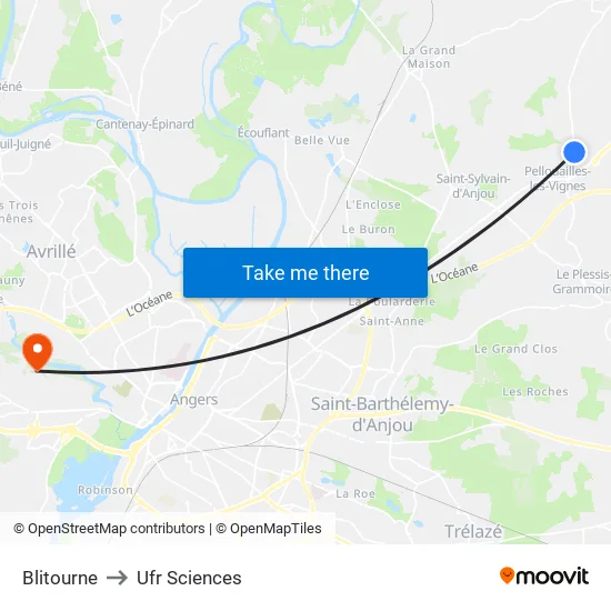 Blitourne to Ufr Sciences map