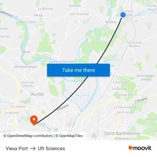 Vieux Port to Ufr Sciences map