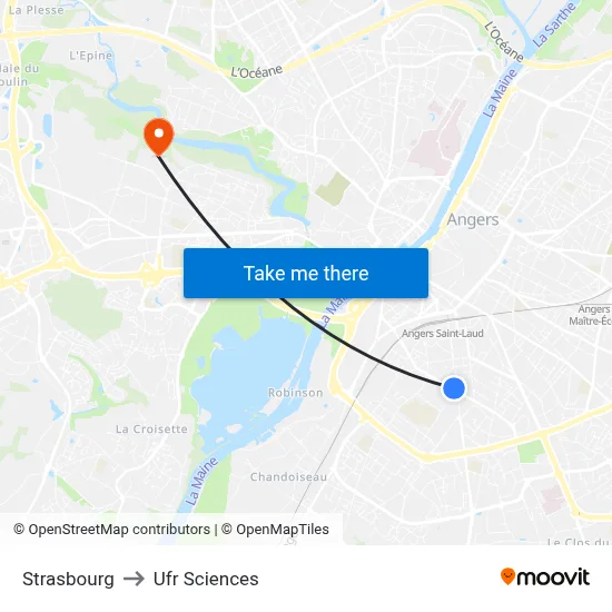 Strasbourg to Ufr Sciences map