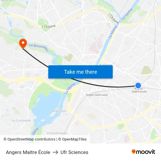 Angers Maître École to Ufr Sciences map