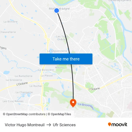 Victor Hugo Montreuil to Ufr Sciences map