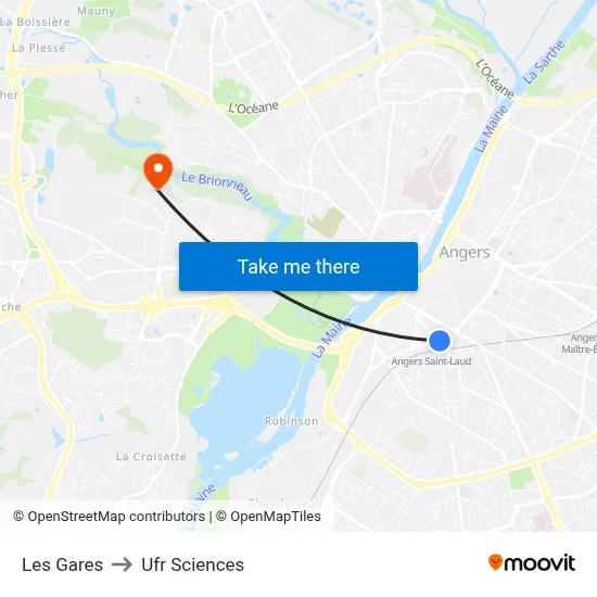 Les Gares to Ufr Sciences map