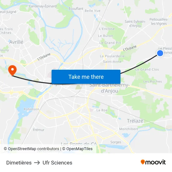 Dimetières to Ufr Sciences map