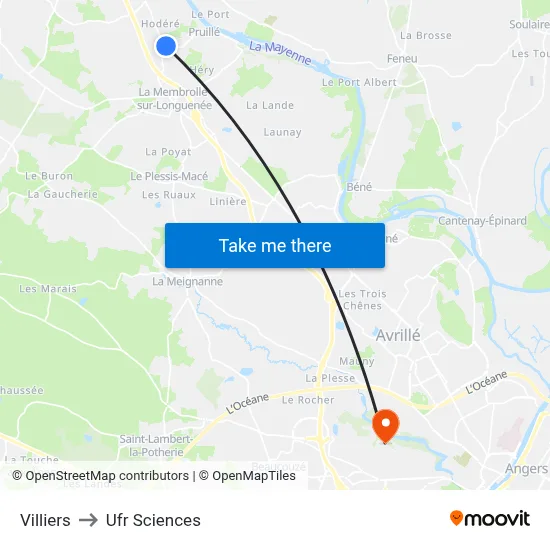 Villiers to Ufr Sciences map