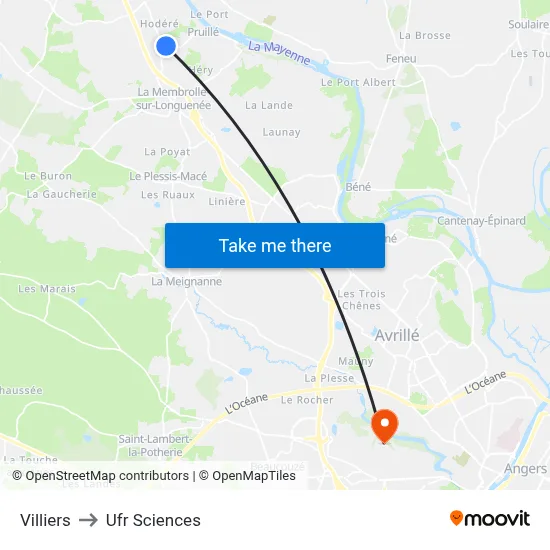 Villiers to Ufr Sciences map