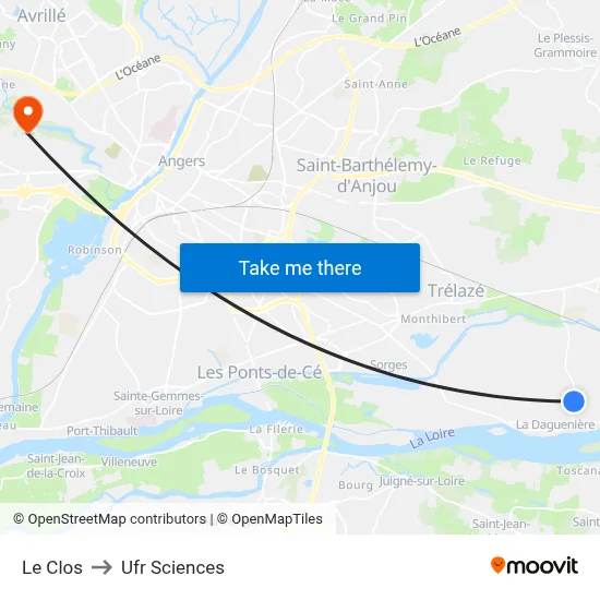 Le Clos to Ufr Sciences map
