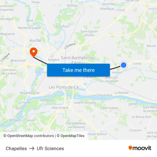 Chapelles to Ufr Sciences map